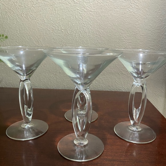 Libbey Other - Set of 4, Libbey Omega Martini/Cosmo/Desert Glasses with an Open Loop Stem